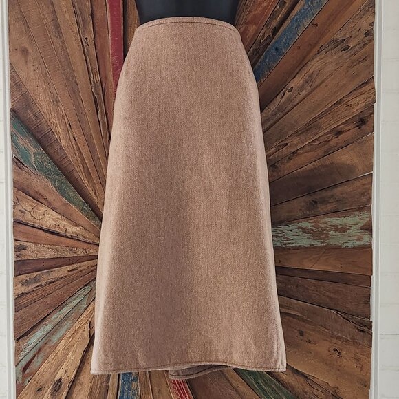 Rebecca Moses beige midi 100% cashmere skirt Sz 44 US Sz M - Picture 1 of 7